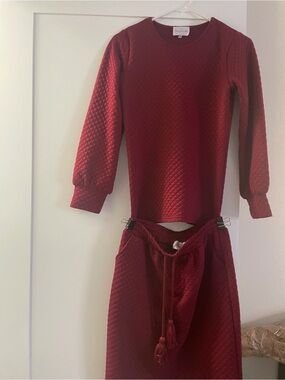 Dainty Jewells Quilted Burgundy Kids Two-Piece Set OBO